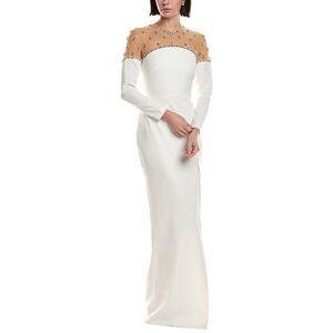 Marchesa Notte Womens  Crepe Maxi Dress, White